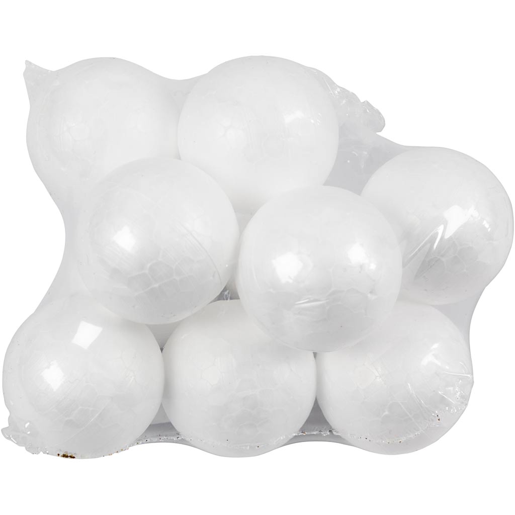 Sfere di polistirolo, diam 4 cm, bianco, 10 pz/ 1 conf. [HOB-543021]