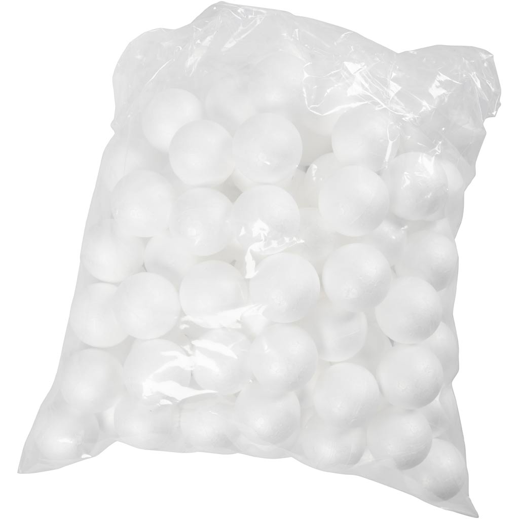 Sfere di polistirolo, diam 4 cm, bianco, 100 pz/ 1 conf. [HOB-543022]