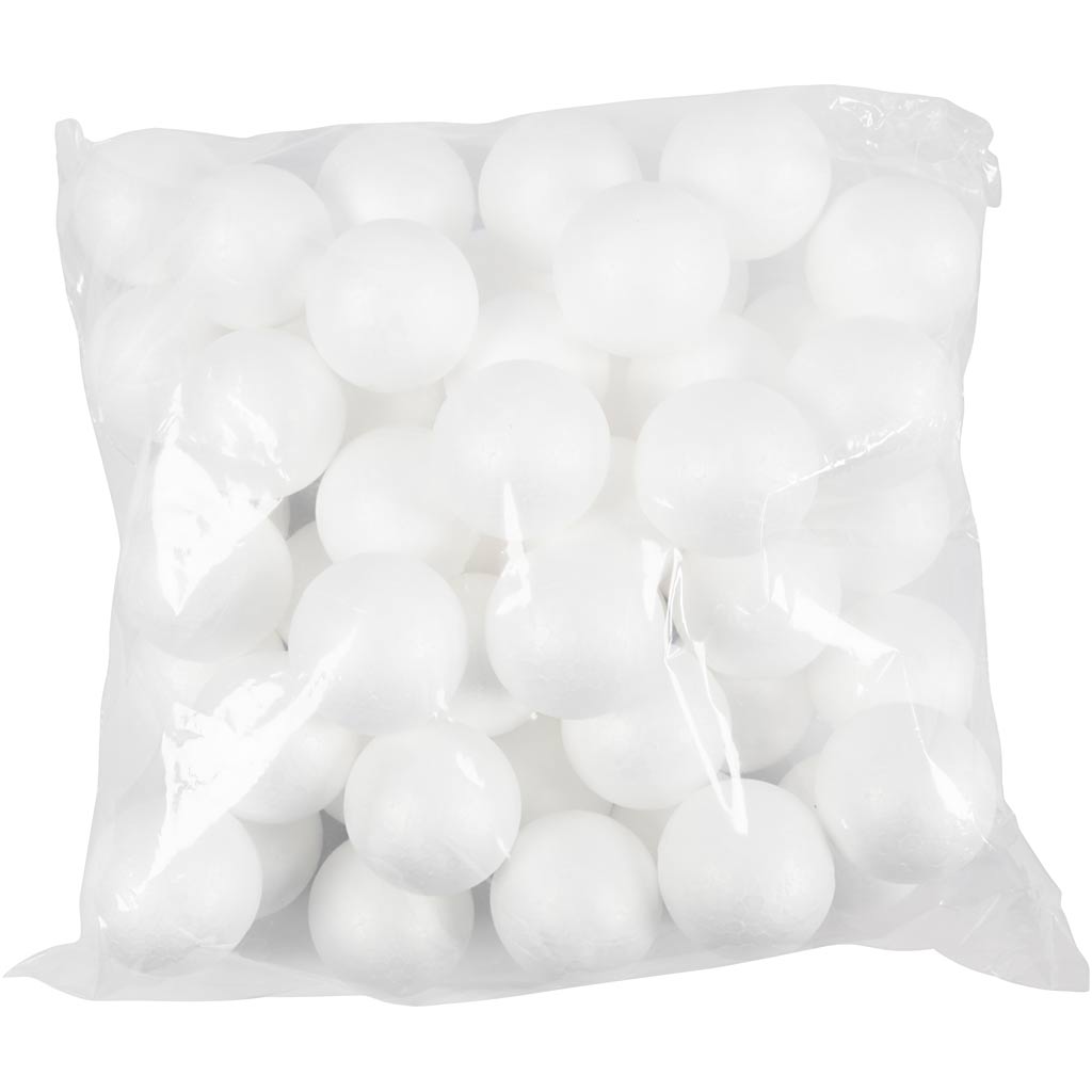 Sfere di polistirolo, diam 5 cm, bianco, 50 pz/ 1 conf. [HOB-543041]