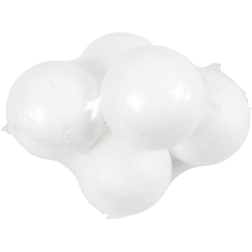 Sfere di polistirolo, diam 8 cm, bianco, 5 pz/ 1 conf. [HOB-543080]