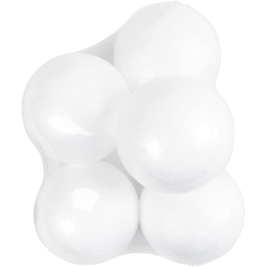 Sfere di polistirolo, diam 10 cm, bianco, 5 pz/ 1 conf. [HOB-543100]
