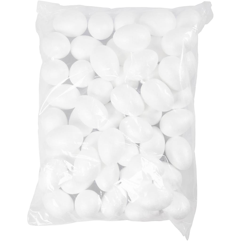 Uova di polistirolo, H: 6 cm, bianco, 50 pz/ 1 conf. [HOB-543201]
