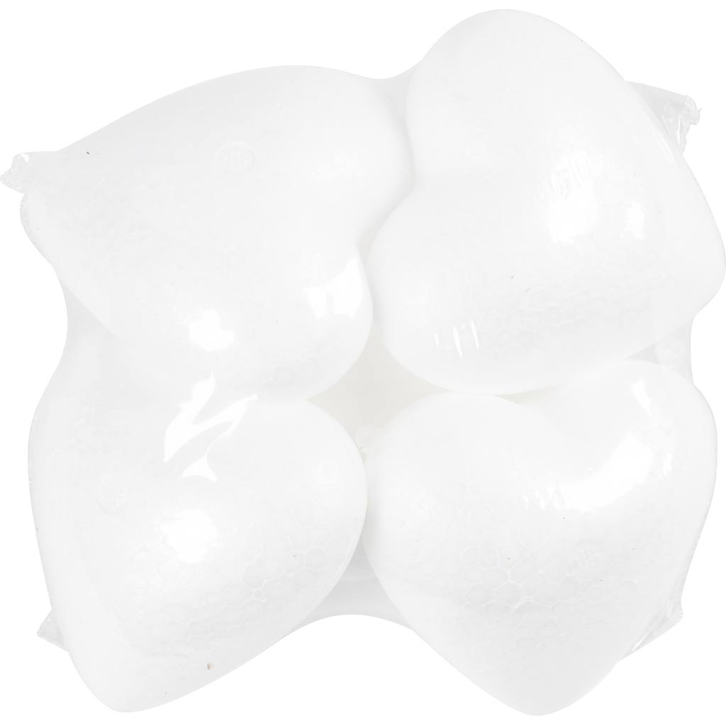 Cuori di polistirolo, H: 8 cm, P: 4,5 cm, bianco, 5 pz/ 1 conf. [HOB-543541]