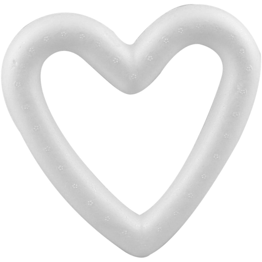 Cuore di polistirolo, H: 12,5 cm, P: 2,5 cm, L: 13,5 cm, bianco, 1 pz [HOB-54357]