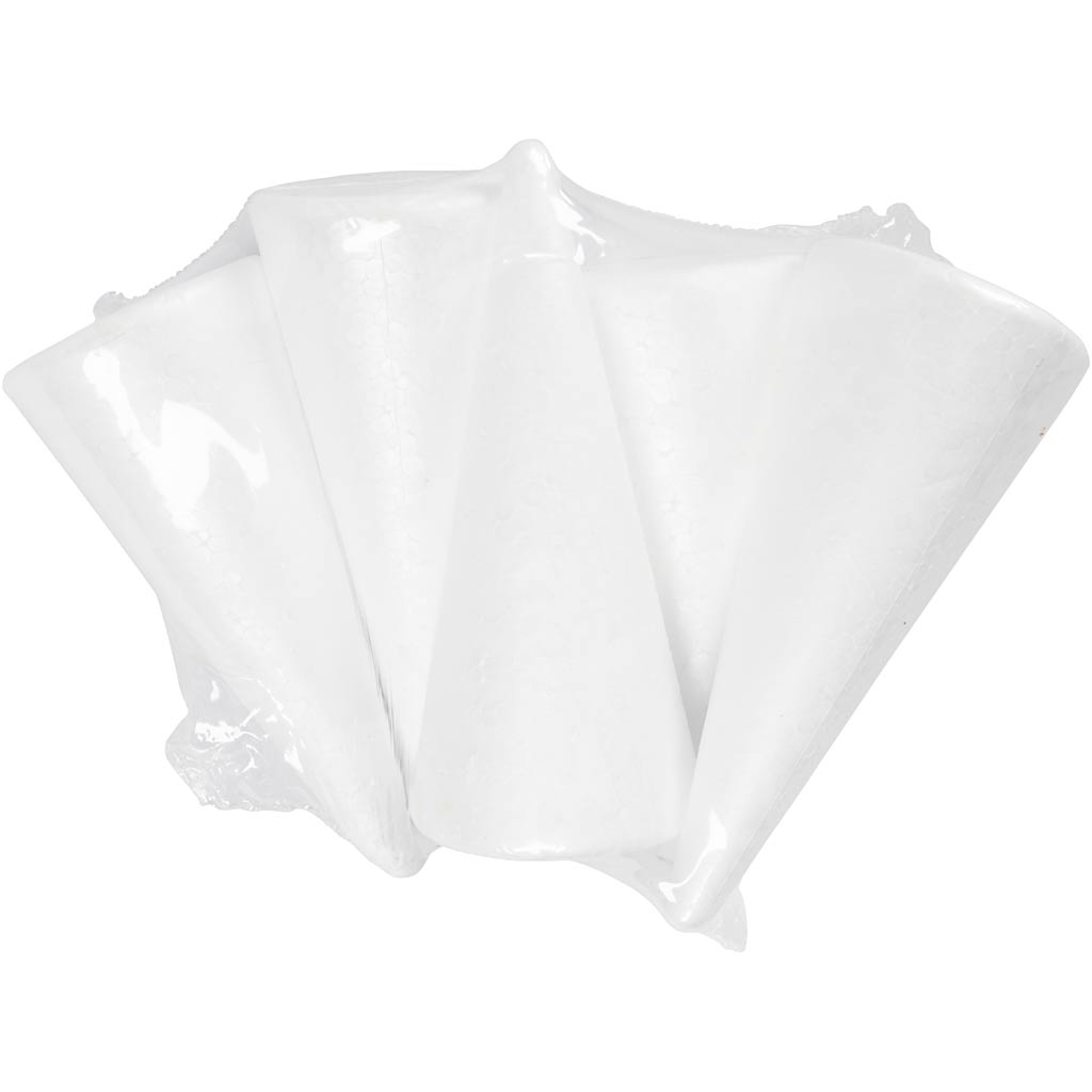 Cono, H: 14,5 cm, diam 6 cm, bianco, 5 pz/ 1 conf. [HOB-543600]
