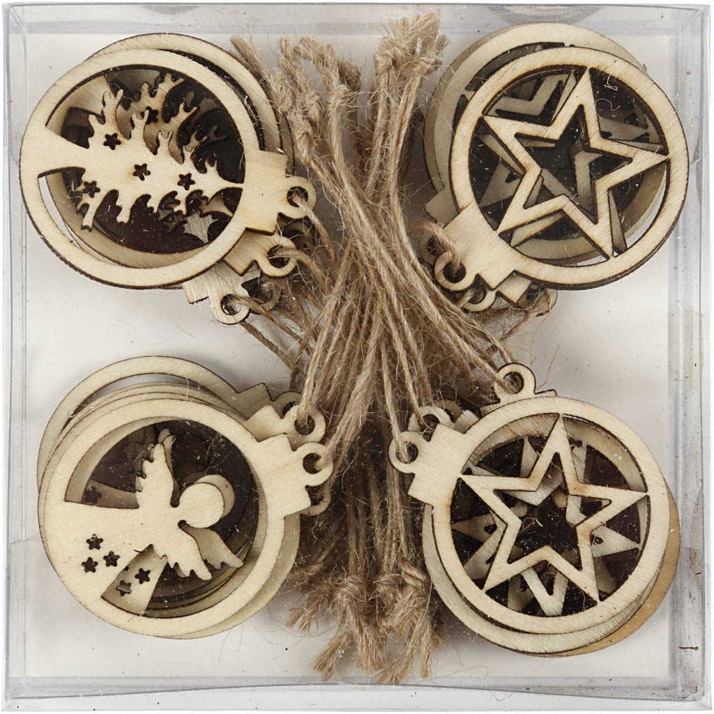 Decorazione di Natale, diam 3 cm, spess. 2,7 mm, 24 pz/ 1 conf. [HOB-54464]