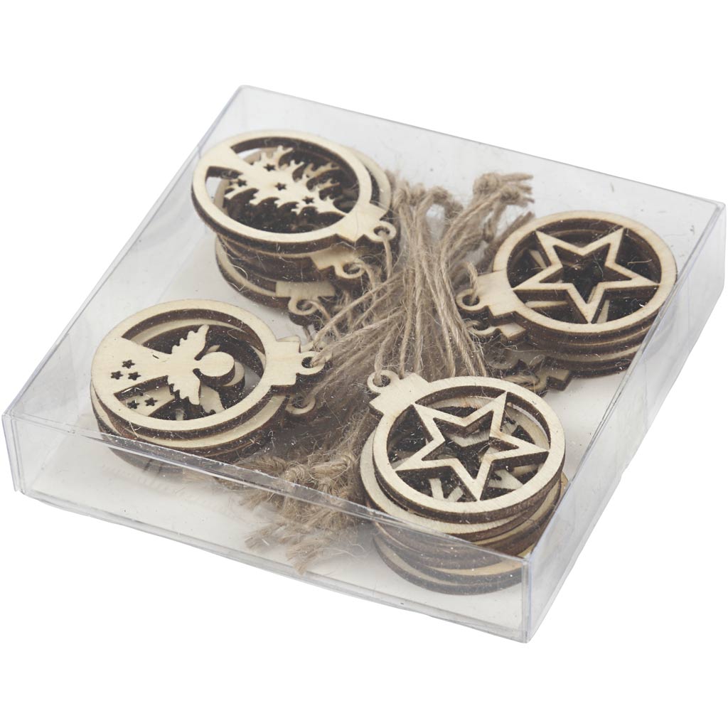 Decorazione di Natale, diam 3 cm, spess. 2,7 mm, 24 pz/ 1 conf. [HOB-54464]