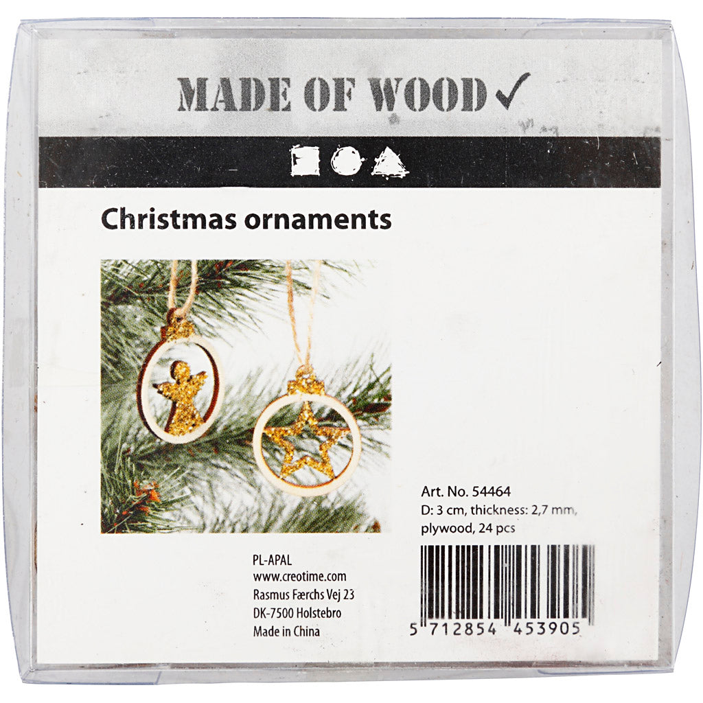 Decorazione di Natale, diam 3 cm, spess. 2,7 mm, 24 pz/ 1 conf. [HOB-54464]