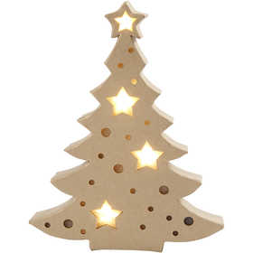 Figura con luce all'interno, albero di Natale, H: 27 cm, P: 4 cm, L: 21,5 cm, 1 pz [HOB-54905]