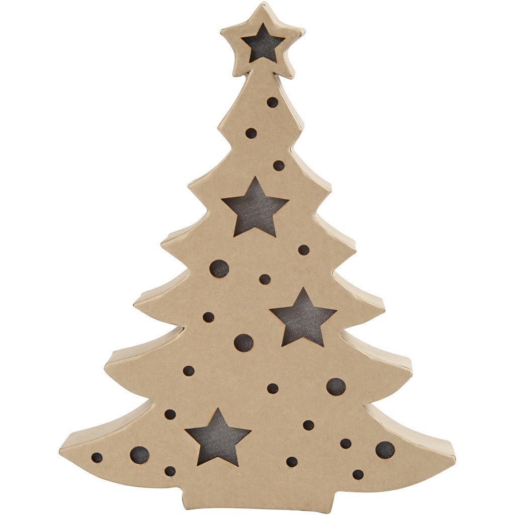 Figura con luce all'interno, albero di Natale, H: 27 cm, P: 4 cm, L: 21,5 cm, 1 pz [HOB-54905]