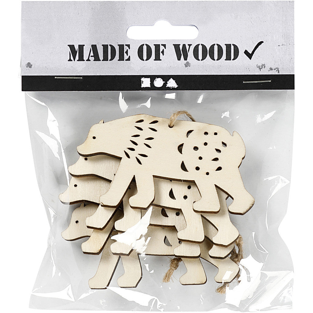 Ornamento, orso polare, H: 4,5 cm, P: 0,5 cm, L: 7,5 cm, 4 pz/ 1 conf. [HOB-55320]