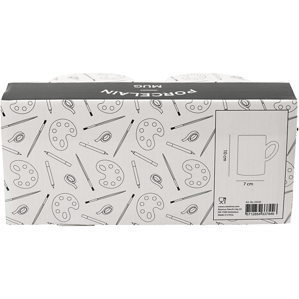 Tazza di porcellana, H: 10 cm, diam 7,4 cm, bianco, 2 pz/ 1 conf. [HOB-55520]