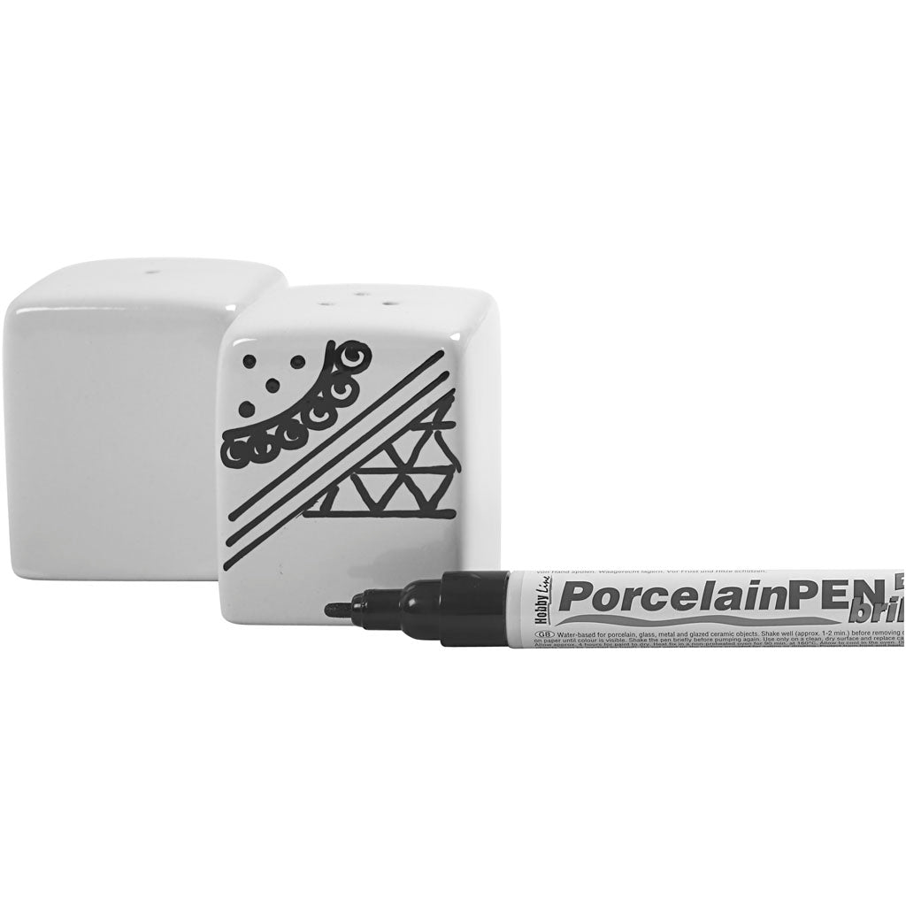Set sale e pepe, H: 6 cm, misura 5x5 cm, brillante, bianco, 6 set/ 1 scatola [HOB-55604]