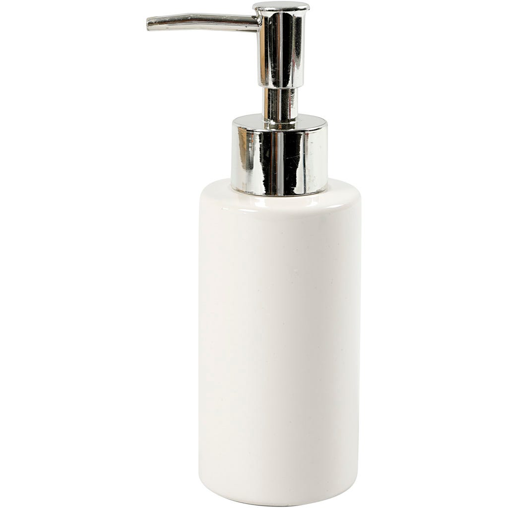 Distributore sapone liquido, H: 16,5 cm, diam 5,5 cm, 150 ml, bianco, 1 pz [HOB-558650]