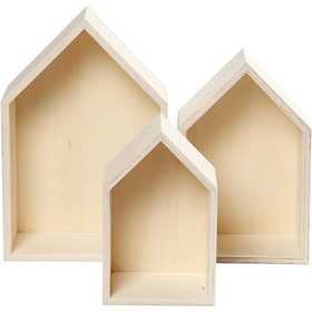 Scatole a forma di casa, houses, H: 20,3+25,3+31 cm, P: 10 cm, L: 13+16,2+20 cm, 3 pz/ 1 set [HOB-55920]