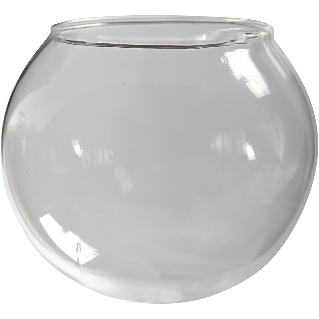 Sfera da appendere in vetro senza base, diam 8 cm, misura buco 5 cm, transparent, 4 pz/ 1 conf. [HOB-55928]