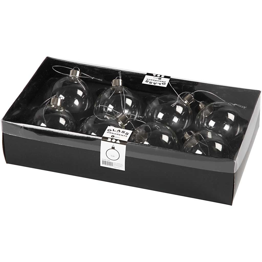 Decorazione in vetro, H: 6,9 cm, diam 5,9 cm, transparent, 8 pz/ 1 conf. [HOB-55942]