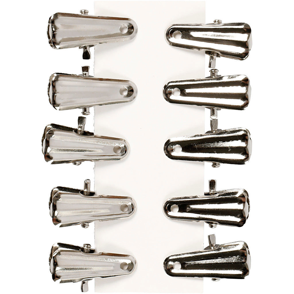 Clip per decorare, L: 27 mm, L: 14 mm, argento, 10 pz/ 1 conf. [HOB-559540]