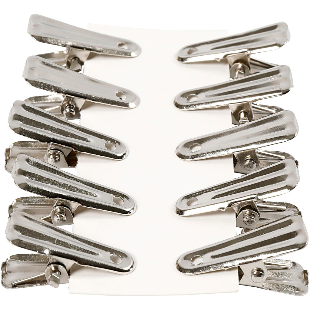 Clip per decorare, L: 27 mm, L: 14 mm, argento, 10 pz/ 1 conf. [HOB-559540]
