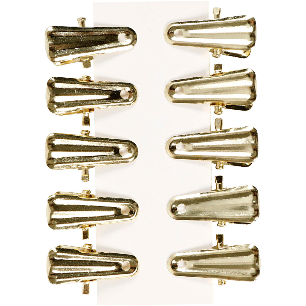 Clip per decorare, L: 27 mm, L: 14 mm, oro, 10 pz/ 1 conf. [HOB-559541]