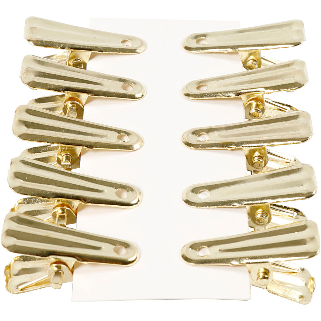 Clip per decorare, L: 27 mm, L: 14 mm, oro, 10 pz/ 1 conf. [HOB-559541]