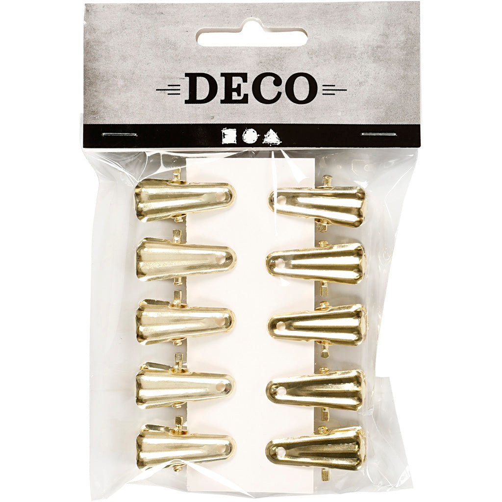 Clip per decorare, L: 27 mm, L: 14 mm, oro, 10 pz/ 1 conf. [HOB-559541]