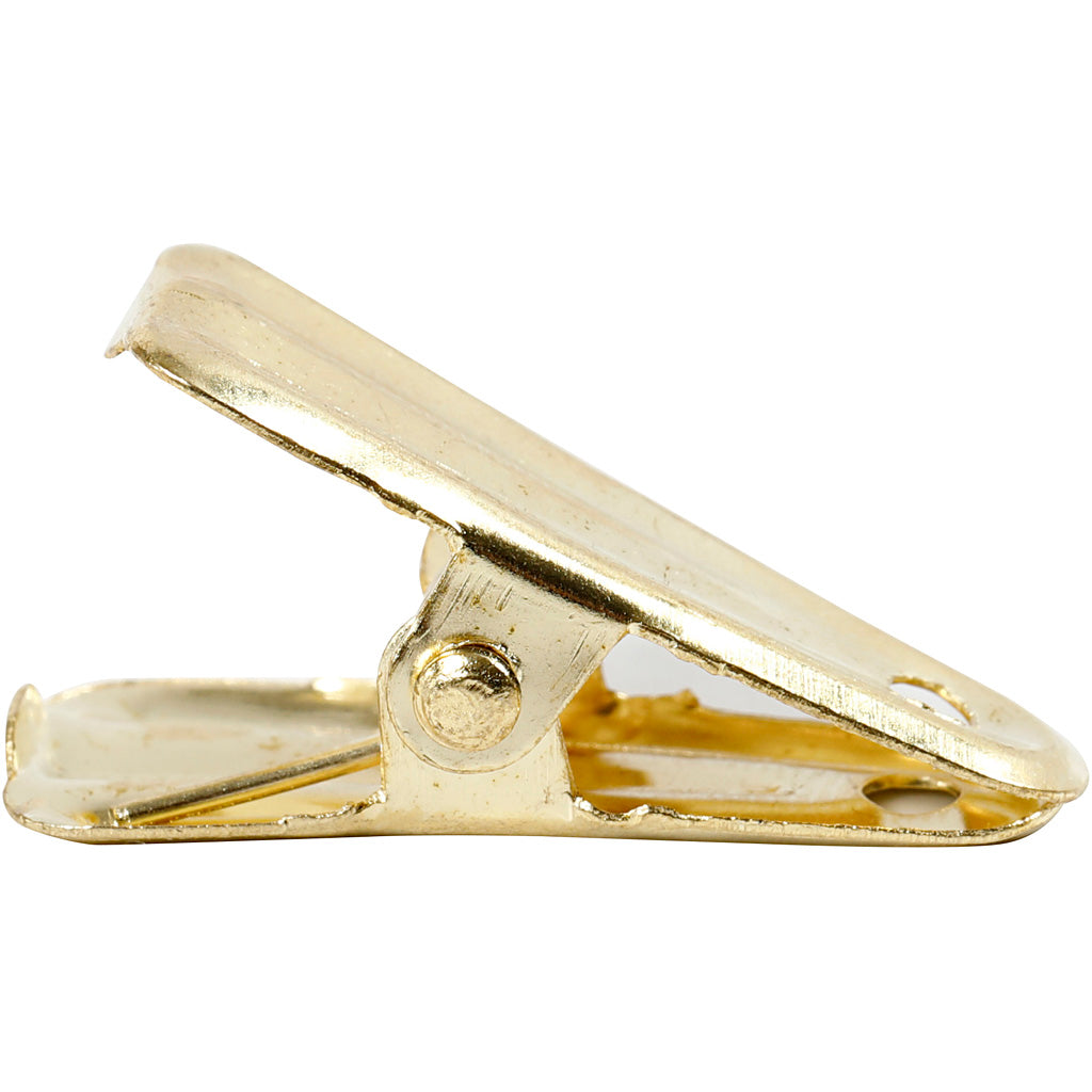 Clip per decorare, L: 27 mm, L: 14 mm, oro, 10 pz/ 1 conf. [HOB-559541]