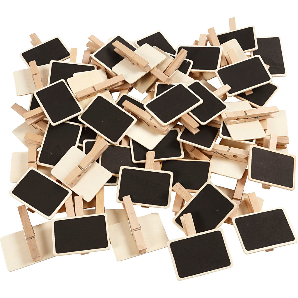 Blackboard with clothes peg, size 6,8x4,7 cm, 100 pc