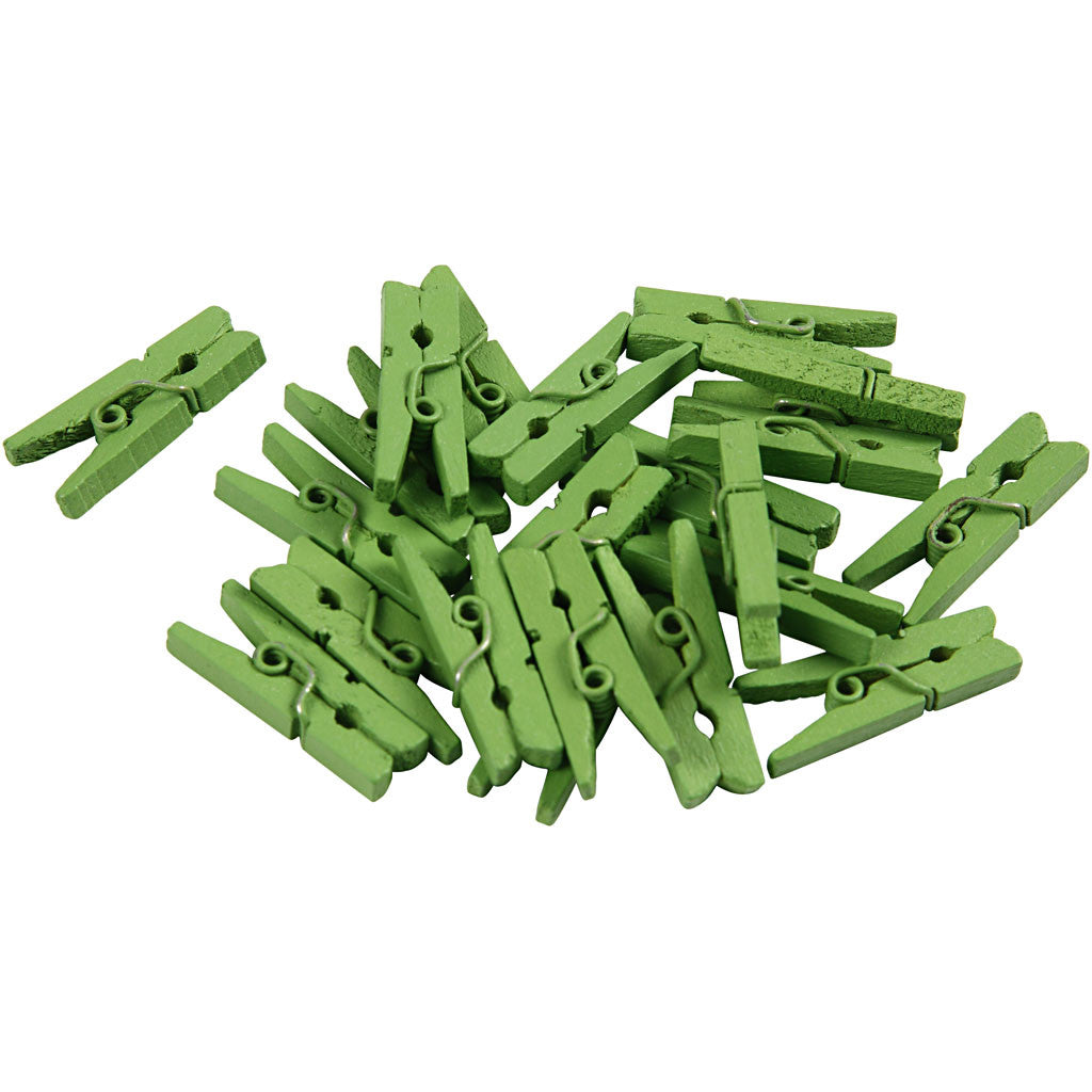 Mini molletta, L: 25 mm, L: 3 mm, verde, 36 pz/ 1 conf. [HOB-56443]
