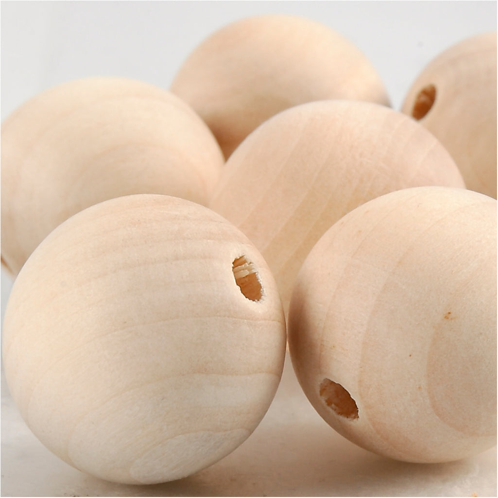 Wooden Bead, dia. 25 mm, hole size 4,5 mm, 8pc