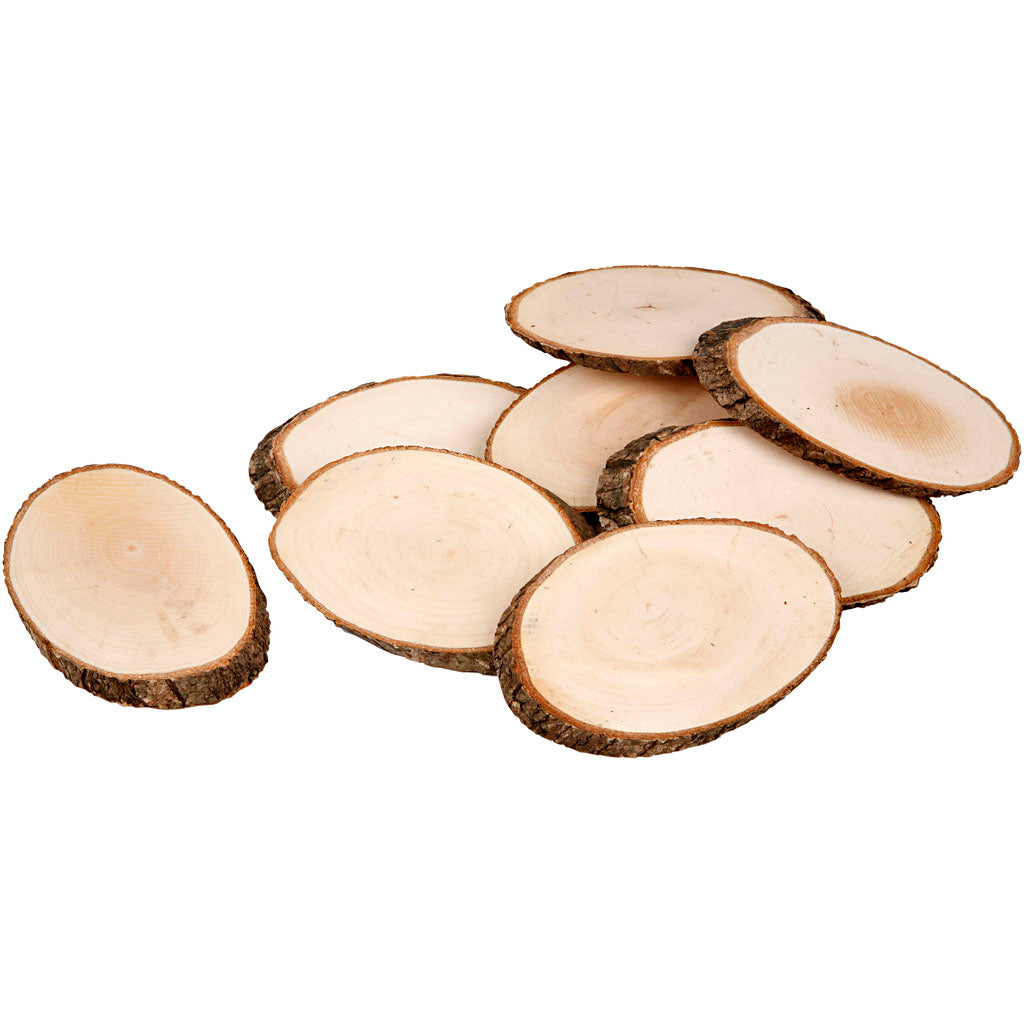 Wooden Discs, size 11x7,5 cm, thickness 8 mm, 12 pc