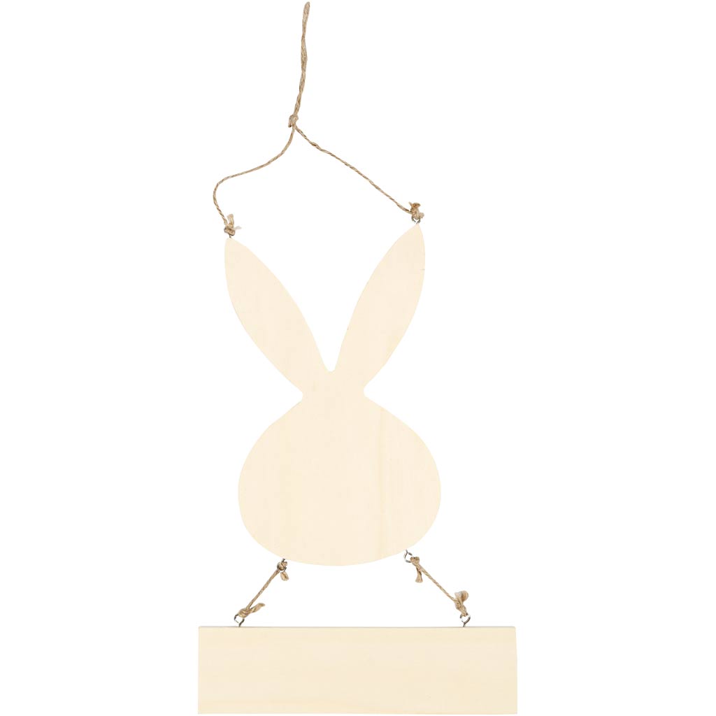Rabbit with sign, H: 29,5 cm, W: 19,2 cm