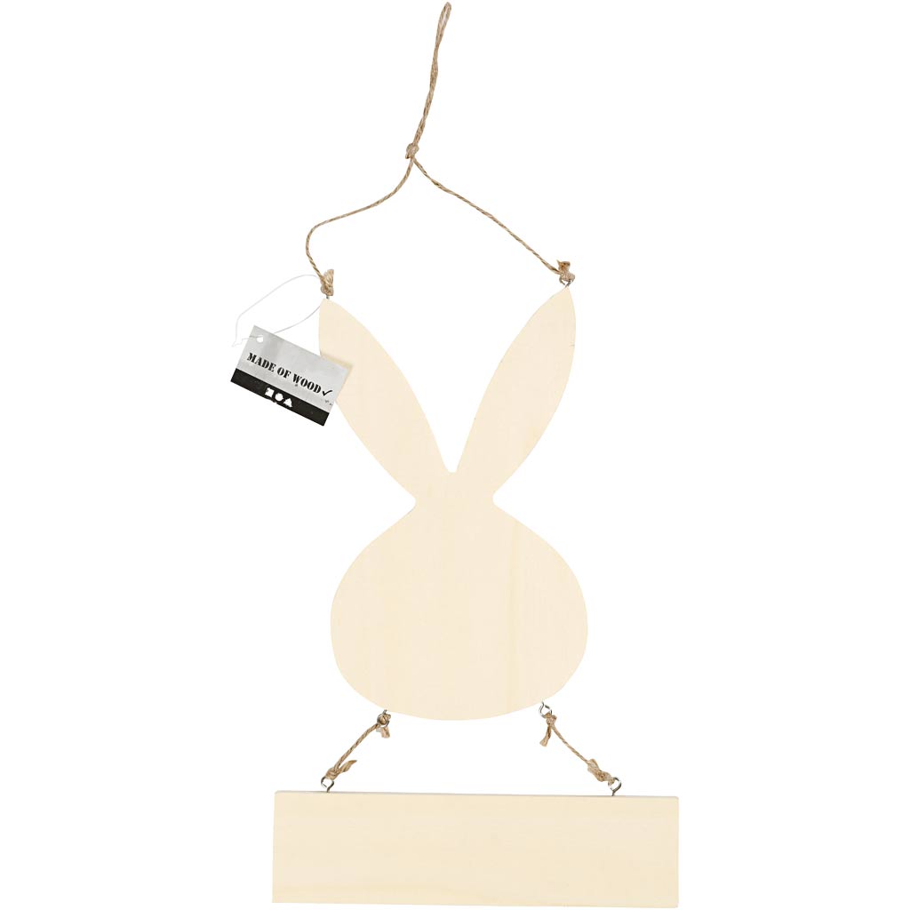 Coniglio con cartello, H: 29,5 cm, L: 19,2 cm, 1 pz [HOB-56908]