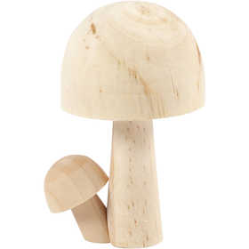 Funghi in legno , H: 8,5 cm, L: 5,5 cm, 1 pz [HOB-56936]