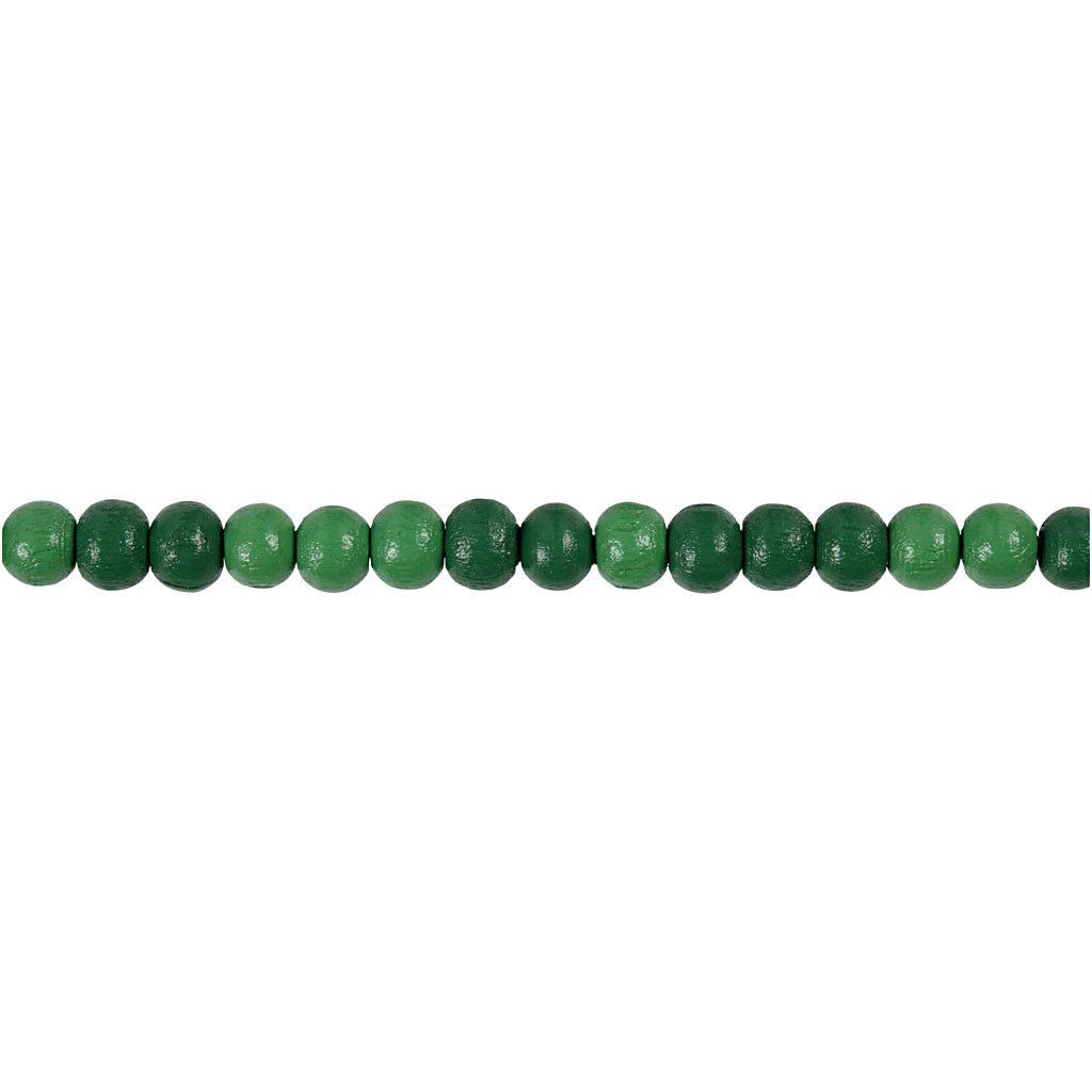 Perline in Legno, diam 5 mm, misura buco 1,5 mm, ca. 150 pz, verde, 6 g/ 1 conf. [HOB-570397]