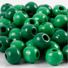 Perline in Legno, diam 12 mm, misura buco 3 mm, ca. 40 pz, verde, 22 g/ 1 conf. [HOB-570417]