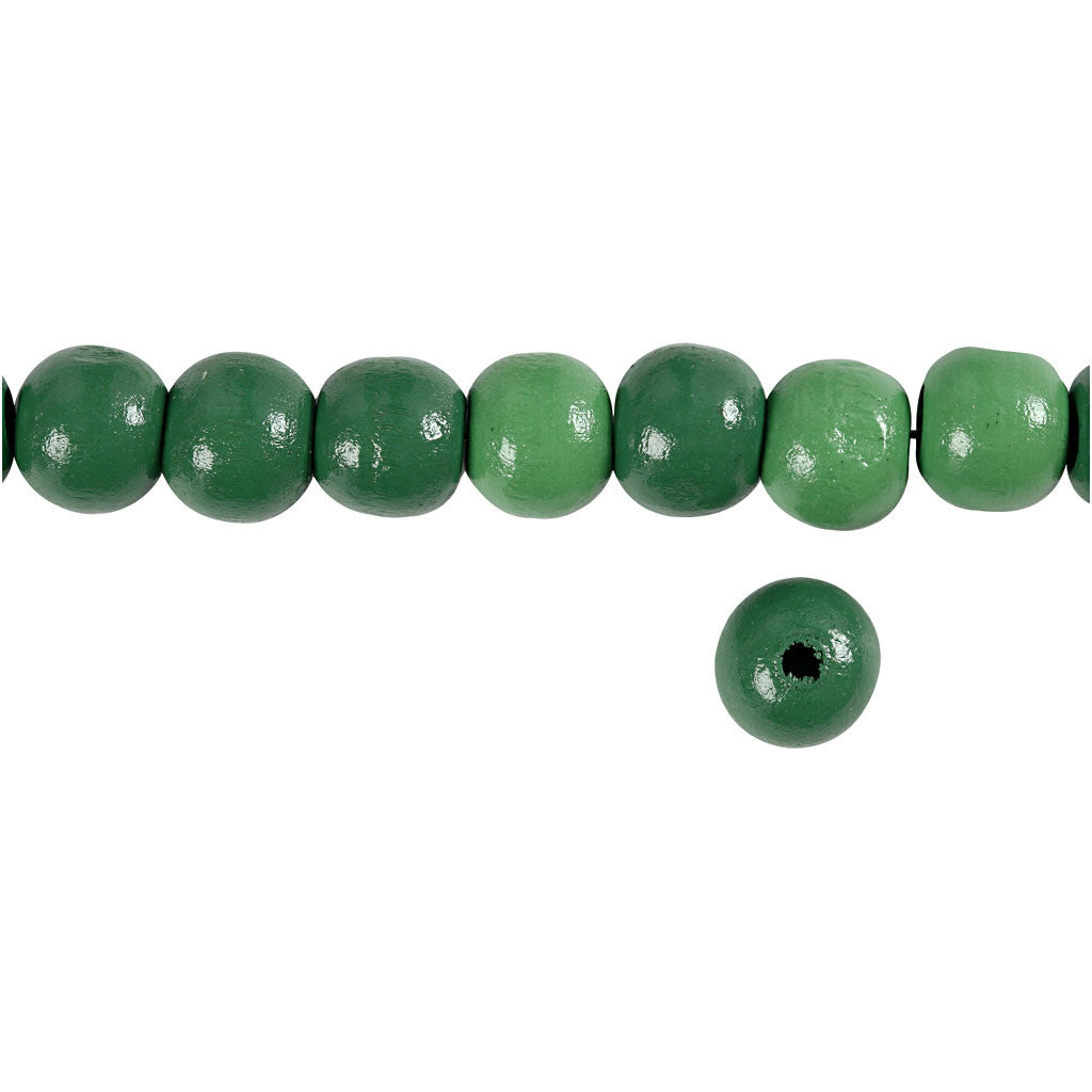 Perline in Legno, diam 12 mm, misura buco 3 mm, ca. 40 pz, verde, 22 g/ 1 conf. [HOB-570417]