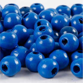 Perline in Legno, diam 12 mm, misura buco 3 mm, ca. 40 pz, blu, 22 g/ 1 conf. [HOB-570418]