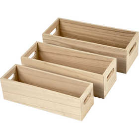 Scatole portaoggetti, H: 6,5-7,5 cm, L: 22+23,5+25 cm, L: 6,5+7,5+8,5 cm, 3 pz/ 1 set [HOB-57697]
