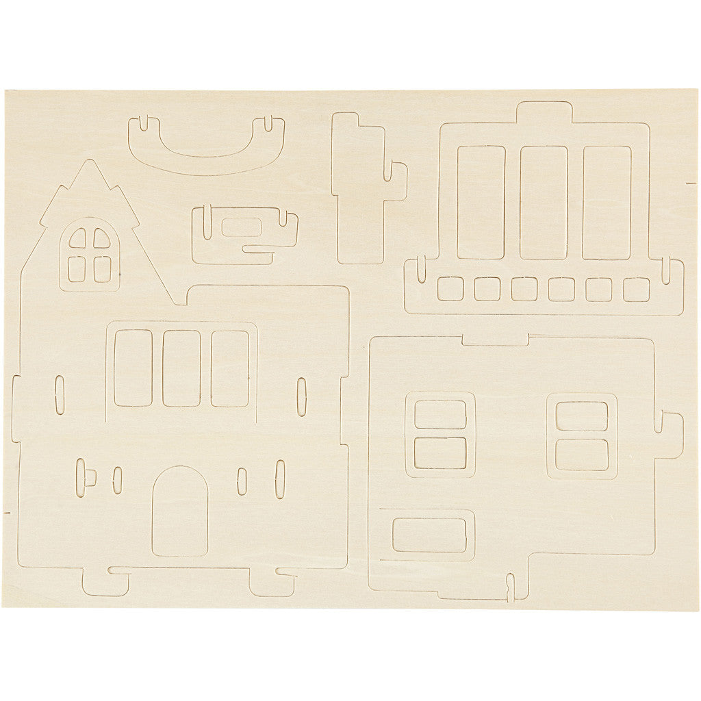 Costruzioni 3D, Casa con balcone, misura 15,8x17,5x19,5, 1 pz [HOB-57877]