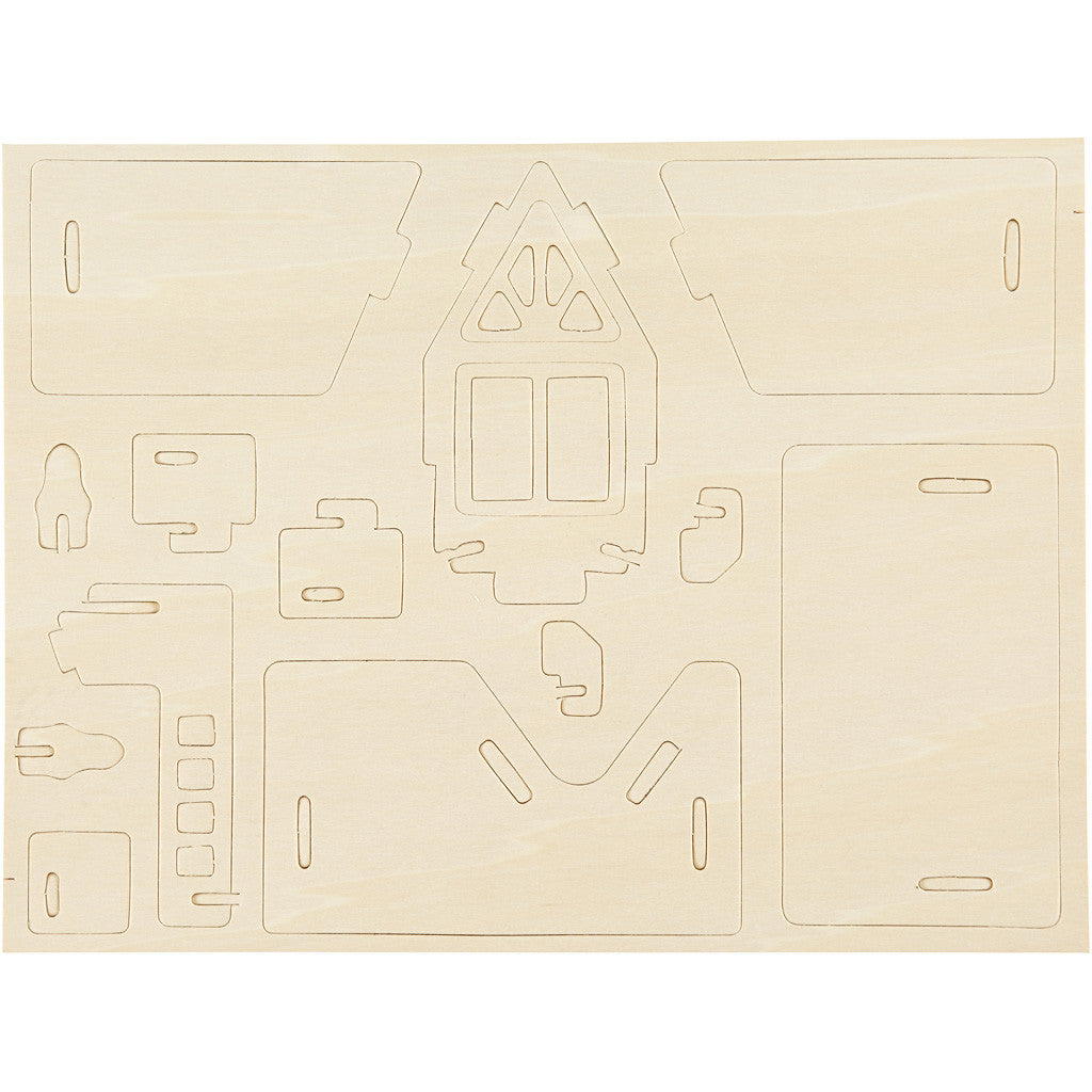 Costruzioni 3D, Casa con balcone, misura 15,8x17,5x19,5, 1 pz [HOB-57877]