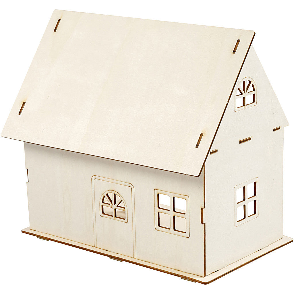 Casa delle bambole da costruire, H: 25 cm, misura 18x27 cm, 1 pz [HOB-57879]