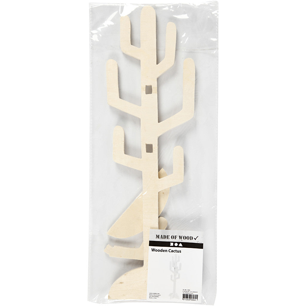 Cactus legno, H: 38 cm, L: 12 cm, spess. 8 mm, 1 pz [HOB-57903]