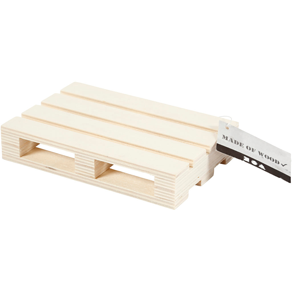 Mini pallet, H: 2,5 cm, L: 12 cm, L: 8 cm, 1 pz [HOB-57960]