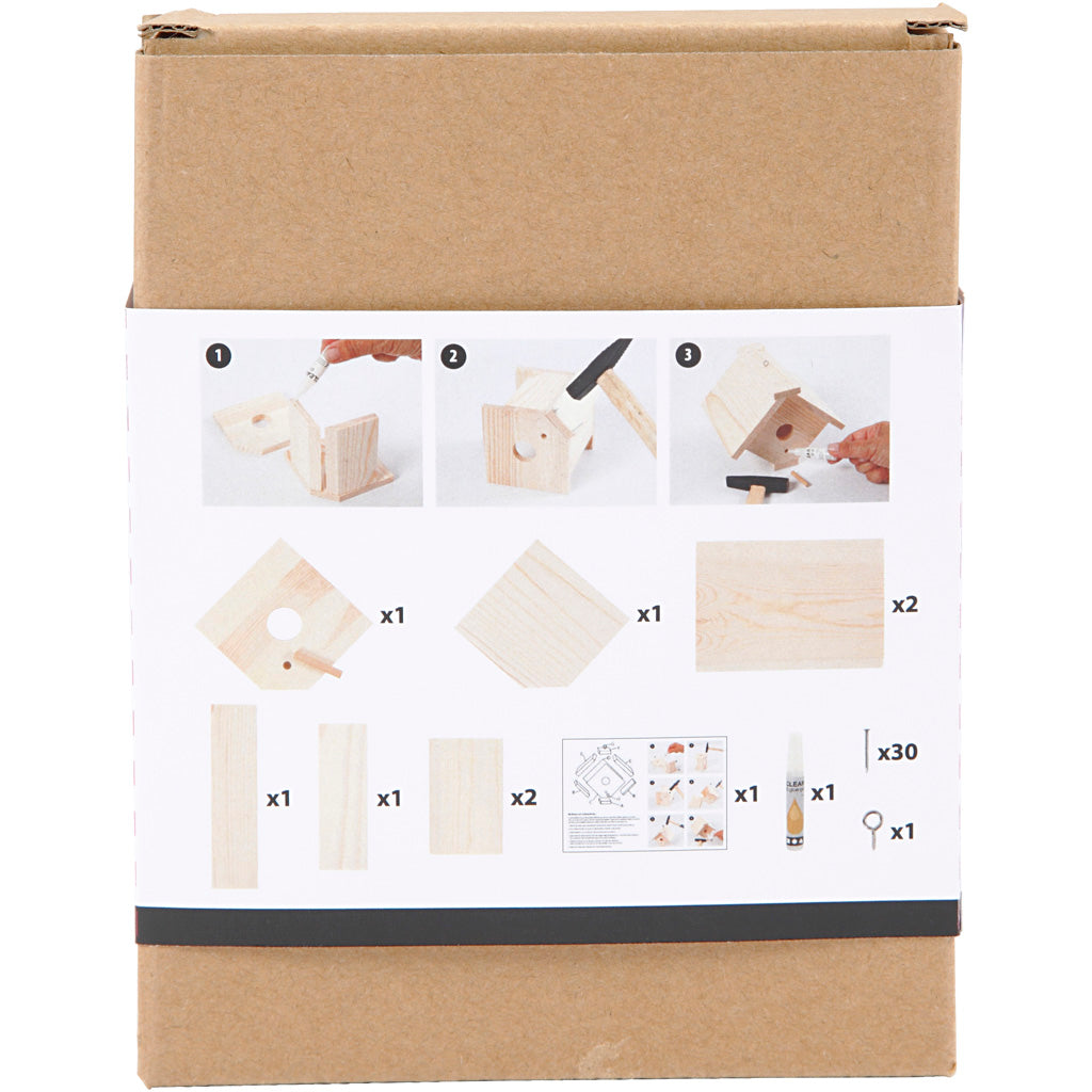 Casetta per uccelli, H: 13 cm, P: 14,5 cm, L: 16 cm, 1 pz [HOB-57967]