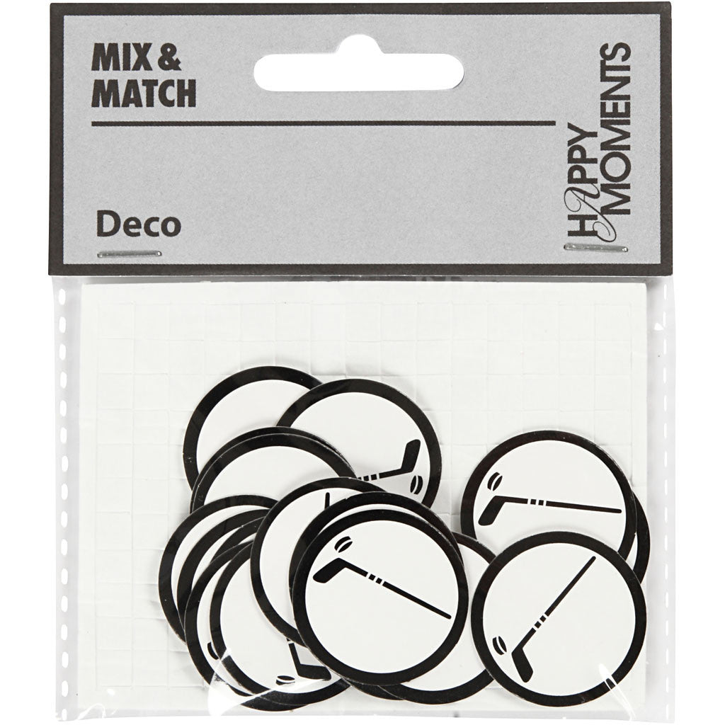 Sagoma in cartoncino, diam 25 mm, bianco/nero, 20 pz/ 1 conf. [HOB-586031]
