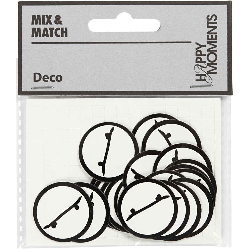 Sagoma in cartoncino, Skateboard, diam 25 mm, bianco/nero, 20 pz/ 1 conf. [HOB-586037]