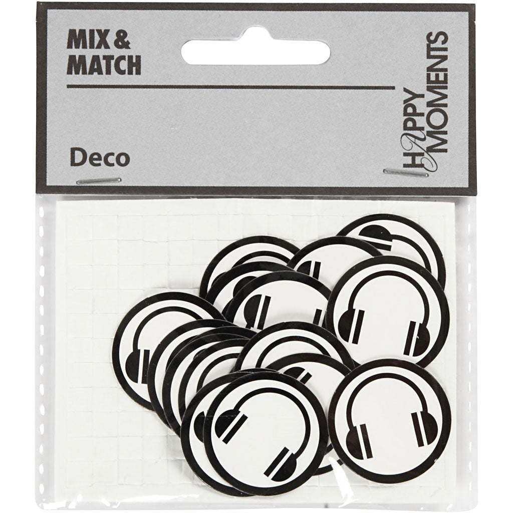 Sagoma in cartoncino, diam 25 mm, bianco/nero, 20 pz/ 1 conf. [HOB-586041]
