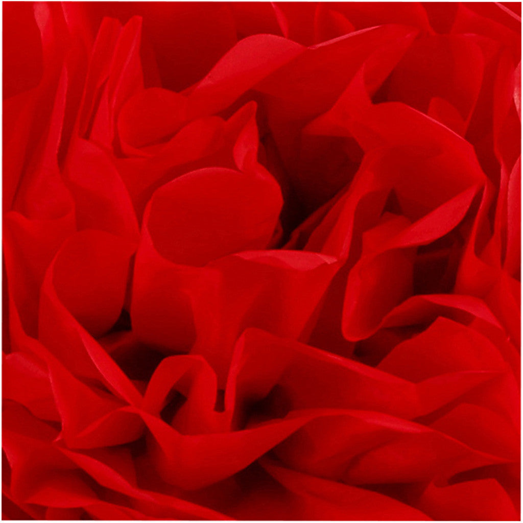 Pom-poms in carta velina, diam 20+24+30 cm, 16 g, rosso, 3 pz/ 1 conf. [HOB-590003]