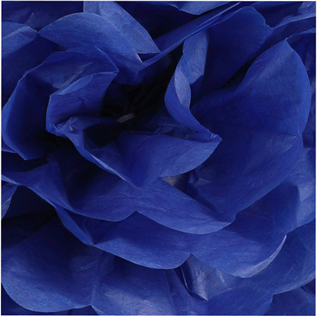 Pom-poms in carta velina, diam 20+24+30 cm, 16 g, blu scuro, 3 pz/ 1 conf. [HOB-590004]